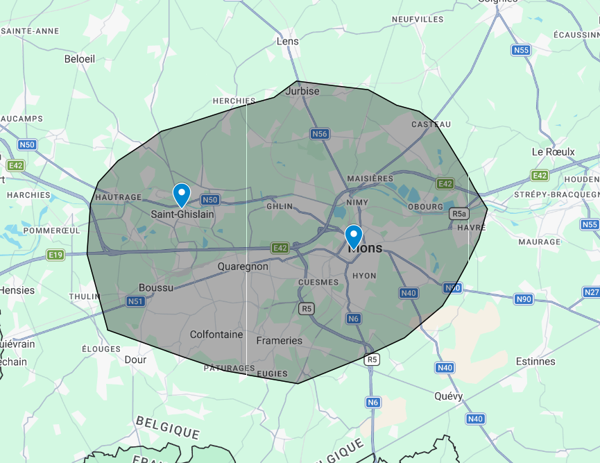 Carte de la zone d'activité photographique.