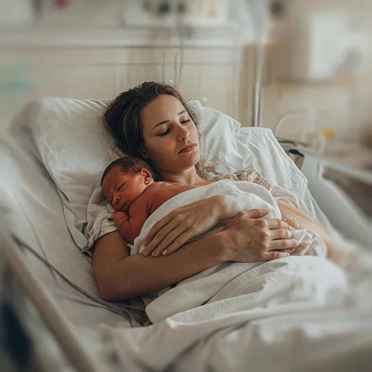 image IA d'une femme ayant accouché
